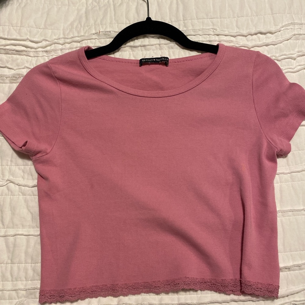Brandy Melville pink lace shirt